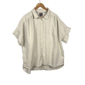 J.Crew Baird McNutt Women Short Sleeve Irish Linen Relaxed Shirt XXL Oatmeal